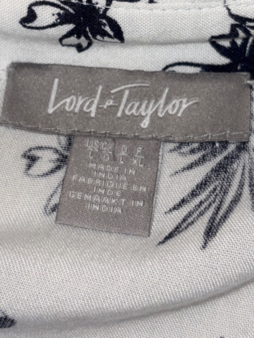 LORD + TAYLOR White & Navy Tropical Print Tunic Dress Size L - Picture 3 of 10
